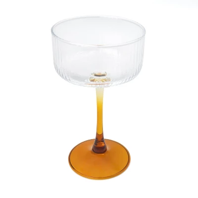 8.2 Fl Oz Ribbed Coupe Glasses Amber - Bullseye's Playground™ 3 8.2 Fl Oz Ribbed Coupe Glasses Amber - Bullseye's Playground™
