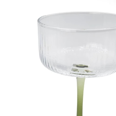 8.2 Fl Oz Ribbed Coupe Glasses Green - Bullseye's Playground™ 4 8.2 Fl Oz Ribbed Coupe Glasses Green - Bullseye's Playground™ - Image 2