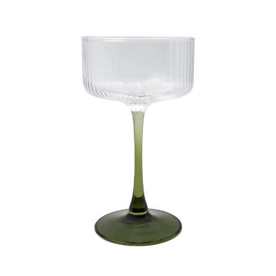 8.2 Fl Oz Ribbed Coupe Glasses Green - Bullseye's Playground™ 5 8.2 Fl Oz Ribbed Coupe Glasses Green - Bullseye's Playground™ - Image 3
