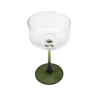 8.2 Fl Oz Ribbed Coupe Glasses Green - Bullseye's Playground™ 3 8.2 Fl Oz Ribbed Coupe Glasses Green - Bullseye's Playground™