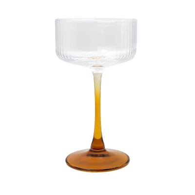 8.2 Fl Oz Ribbed Coupe Glasses Amber - Bullseye's Playground™ 5 8.2 Fl Oz Ribbed Coupe Glasses Amber - Bullseye's Playground™ - Image 3
